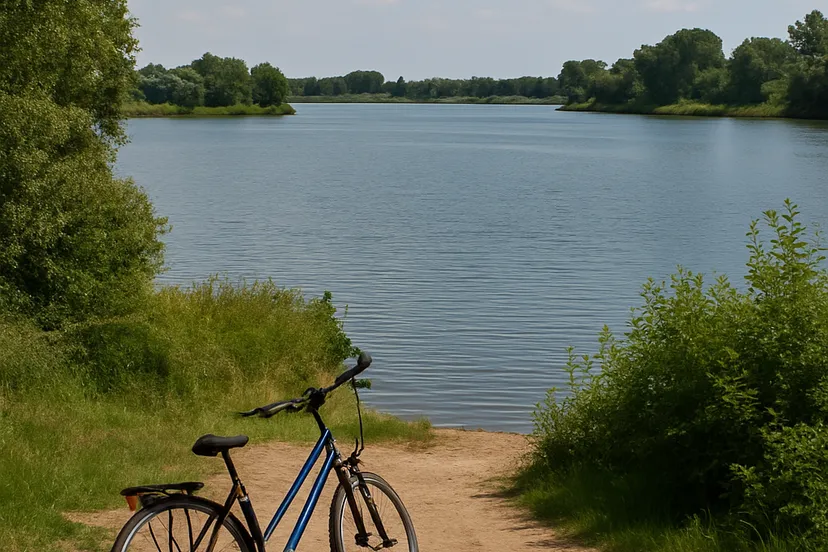 Fietspad langs Maasplassen
