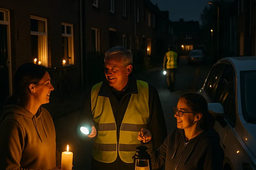 Buren in de avondrust