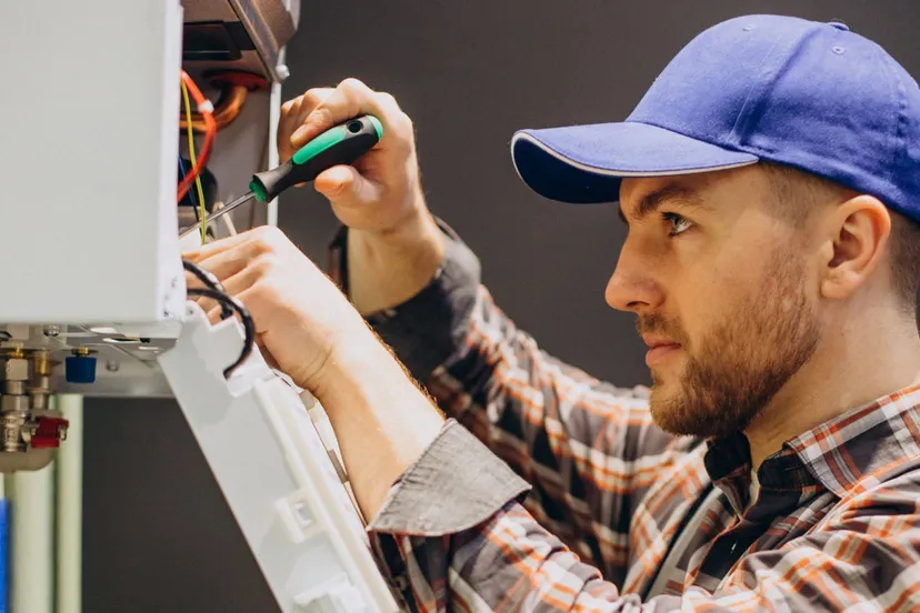 service-man-adjusting-house-heating-system