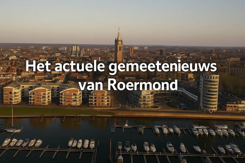 Stadszicht van Roermond in de avond