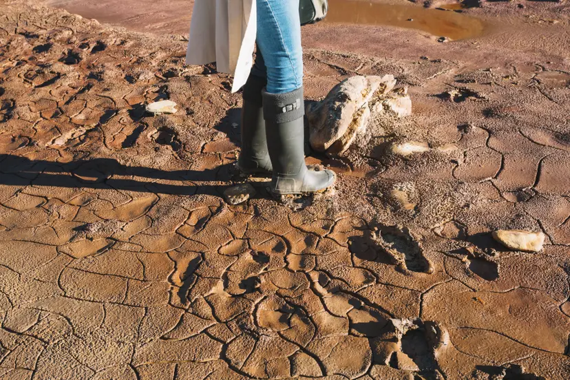 crop-woman-standing-mud