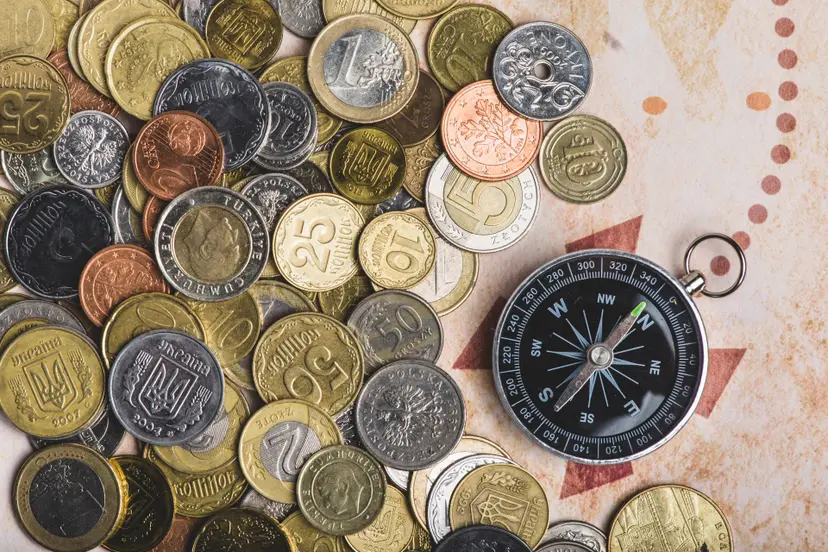 top-view-compass-coins