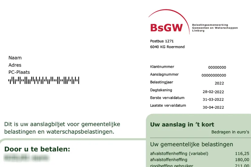 aanslagbiljet bsgw 2022