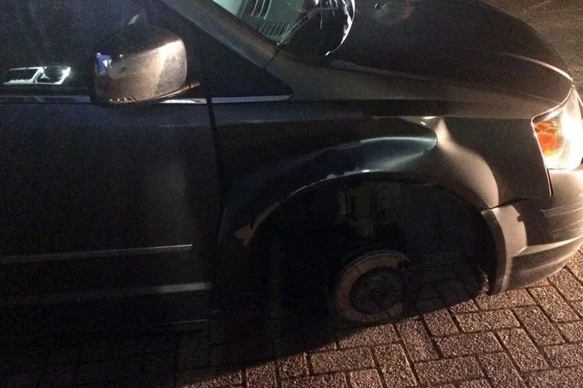 afgelopen voorwiel