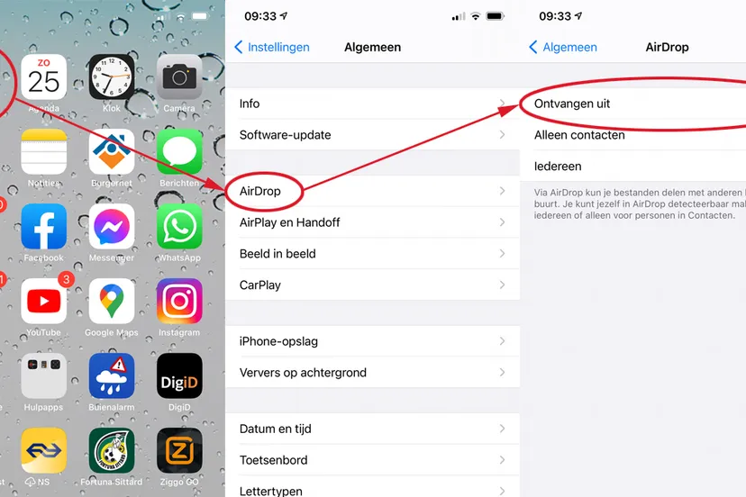 airdrop uitzetten op apple