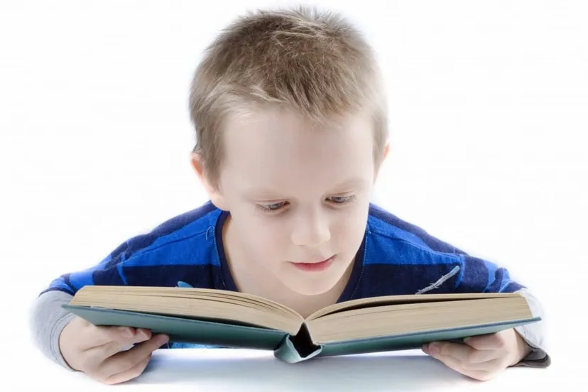 basisschoolleerling leest een boek