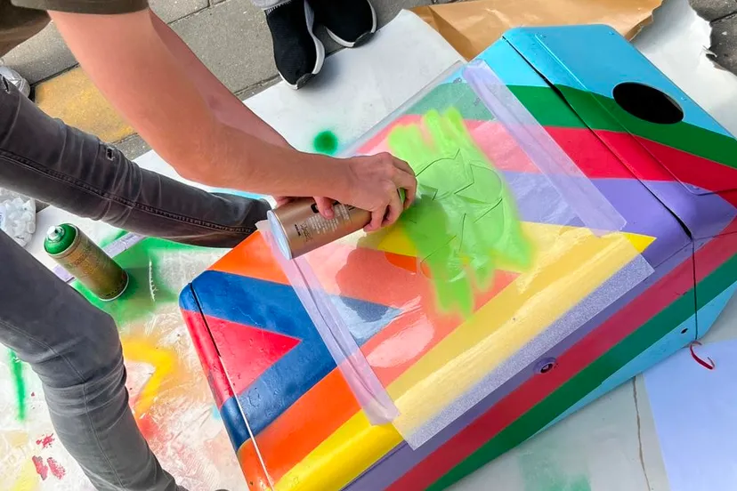 bright festival art bins