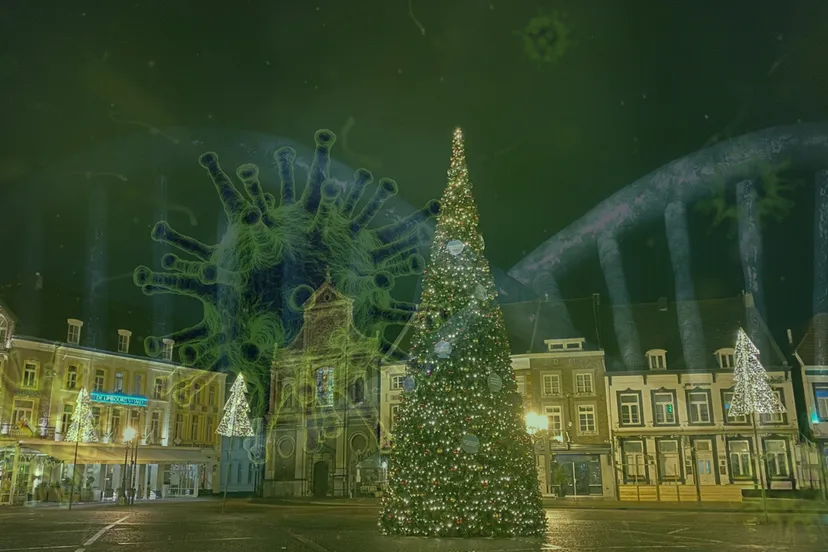 corona waart rond bij de kerstboom op markt sittard 13 november 2020