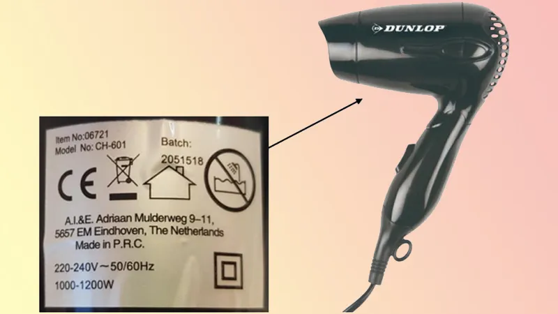 dunlop haardroger waarschuwing