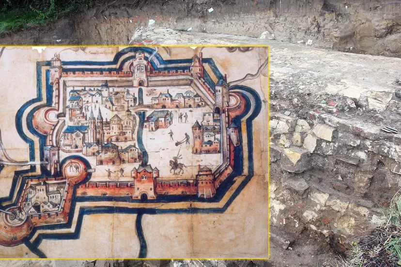 historische stadskaart en muur rondeel bij fort sanderbout 2019