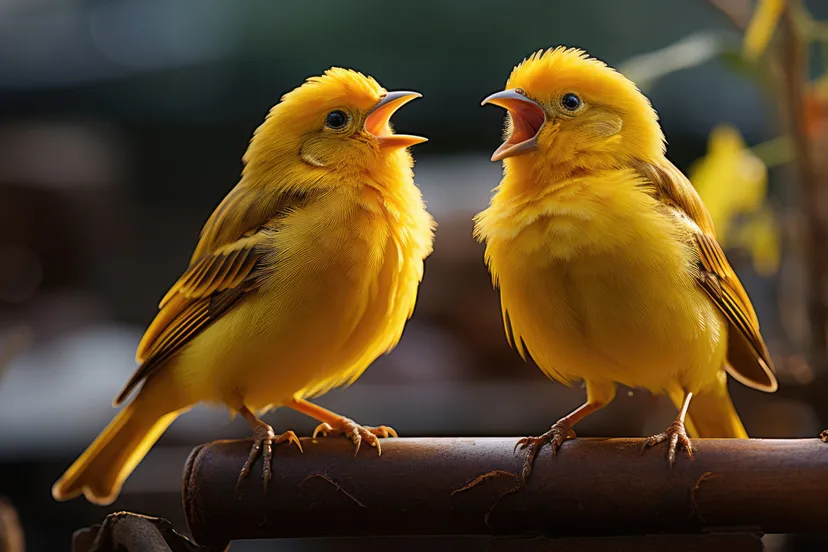 kanaries zingen in een kooi