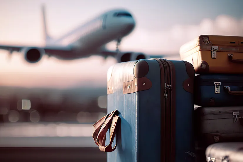 luchthaven vliegveld koffers vliegtuig