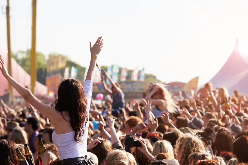 menigten genieten van zichzelf op outdoor music festival