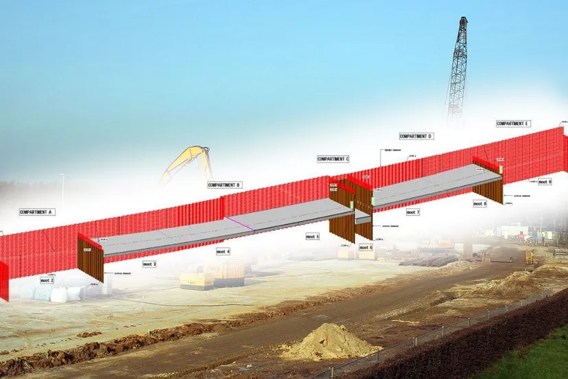 n276 schematische weergave van bouwkuip met compartimenten