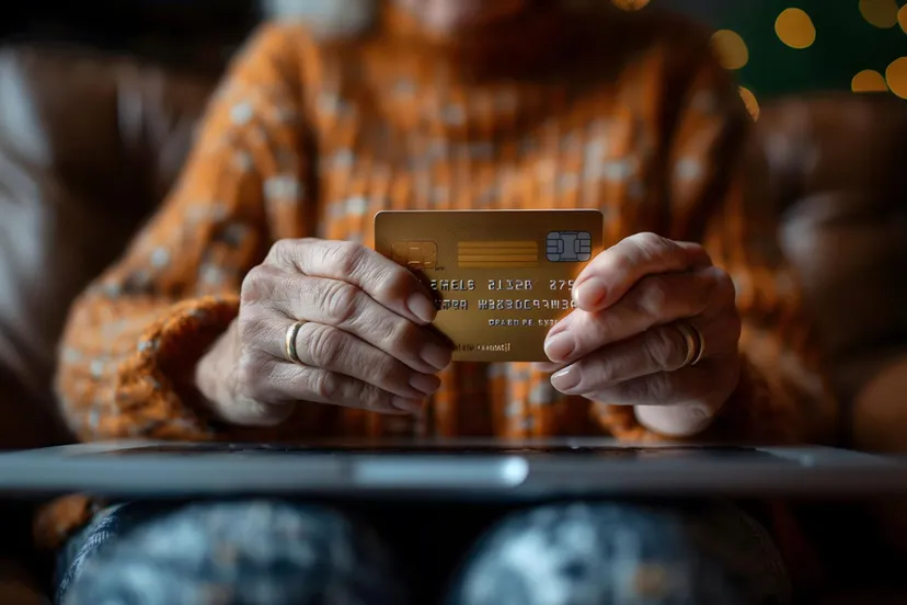 oudere vrouw bankkaart