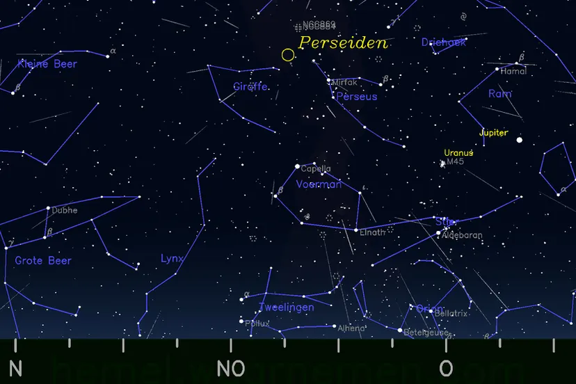 perseiden 2023 hemelkaart