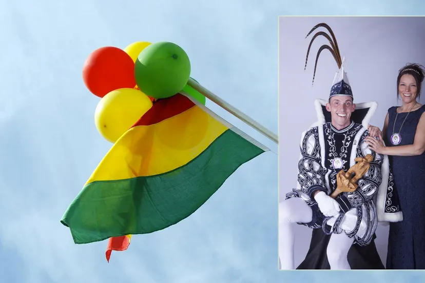 prins ivo i en prinses shirley van de reube carnavalsdriekleur rood geel groen vlag