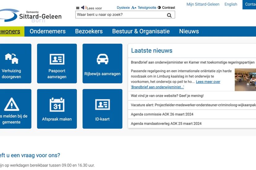 scherm website gemeente sittard geleennl