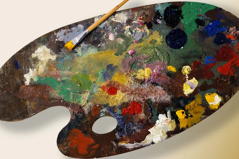 schilderpalet met olieverf