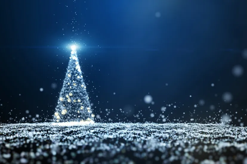 sneeuwlandschap met kerstboom