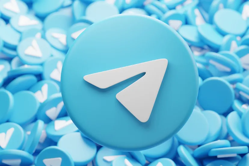 telegram logo met verspreide stapel pictogrammen achtergrond