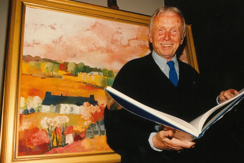 toon hermans voor schilderij heuvelland foto stichting toon hermans