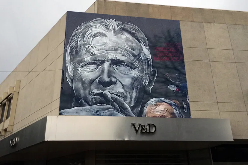 toon op zijgevel v en d overgenomen van verpleegstersflat werner zwakhalen