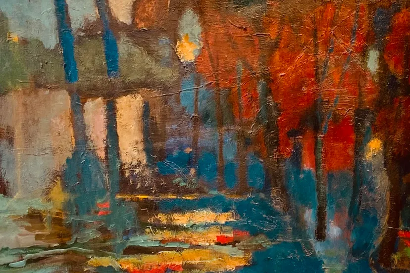 uitsnede rood herfstlandschap toon hermans