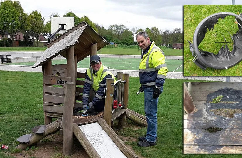 vandalisme in boss park eind april 2017
