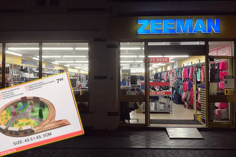 veiligheidswaarschuwing houten treinset zeeman