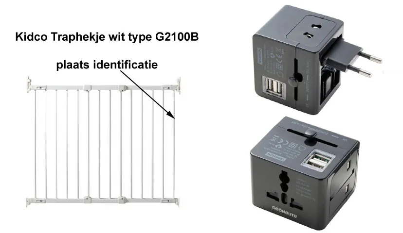 veiligheidswaarschuwing traphekje en adapter