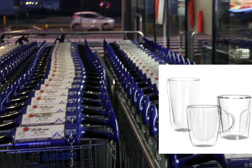 waarschuwing theeglazen supermarktkarretjes aldi