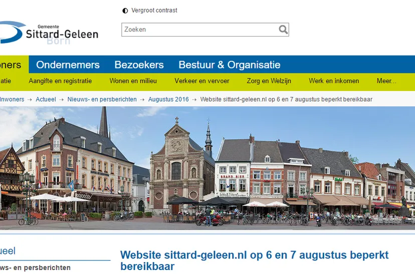 website gemeente 6 en 7 augustus beperkt bereikbaar