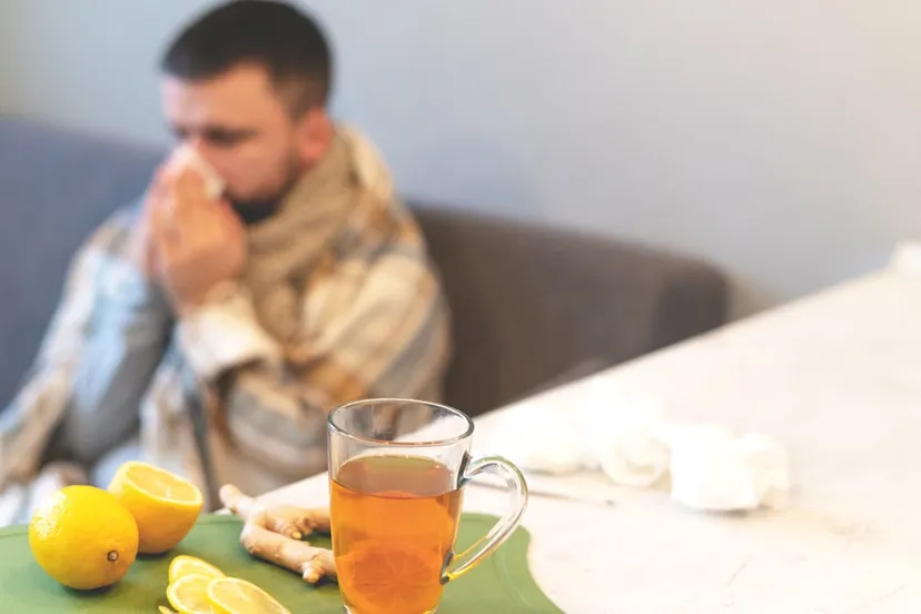 ziekte wintertijd zwarte thee citroen gember griep epidemie ziekteverzuim temperatuur stress