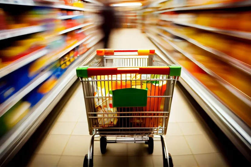 winkelkarretje in gang supermarktjpgjpg