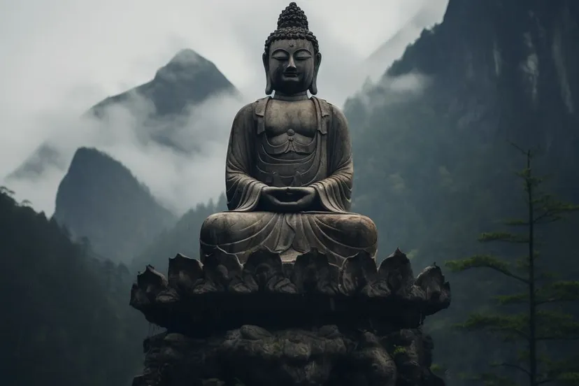 boeddha berglandschap