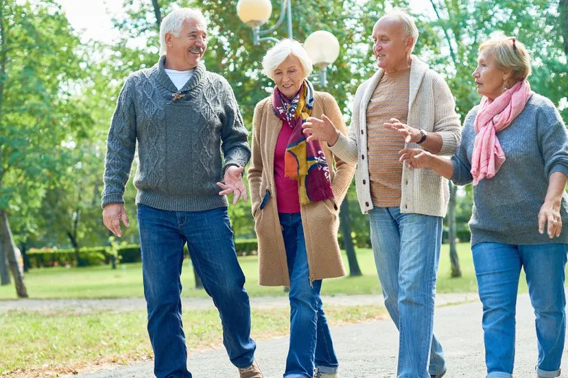 ouderen aan de wandel