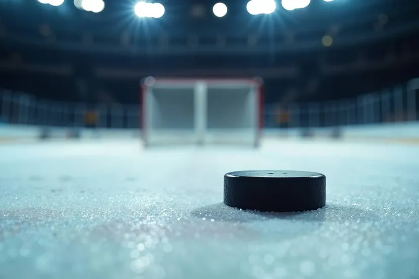 ijshockeydoel en puck