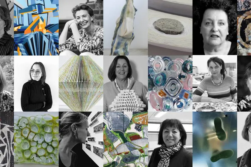 abstract collage kunstenaars met kunstwerken