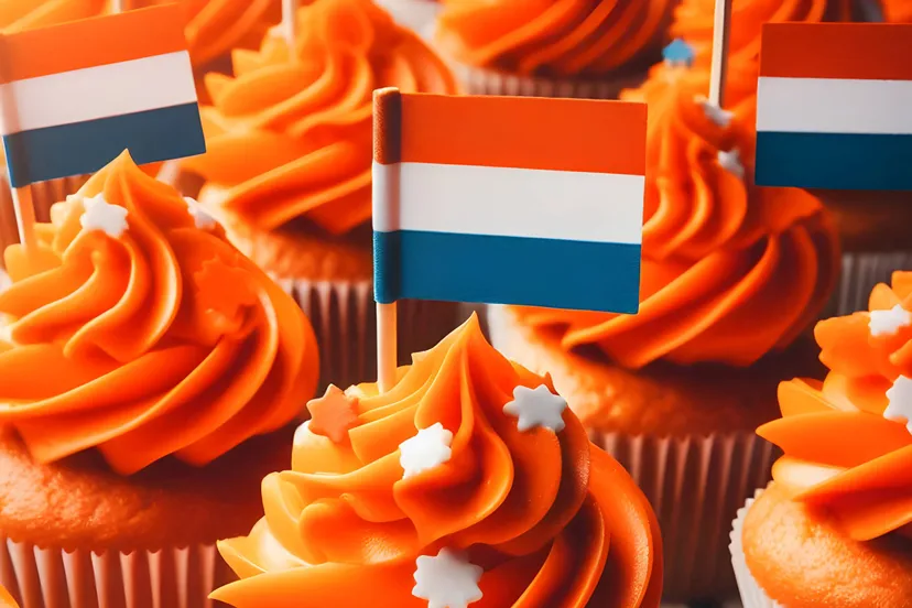 oranje opgespoten cupcakes koningsdag