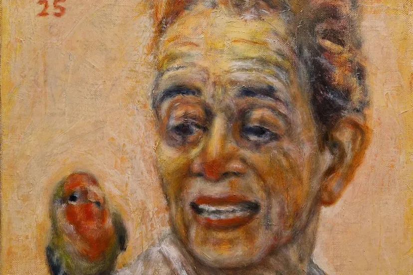 MuseumvandeVrouw_Kunstwerk door Aga Cela - Clown mit Papagei II
