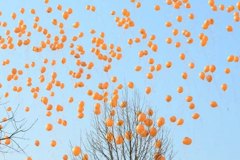 allemaal oranje ballonnen in de lucht e1429107561726