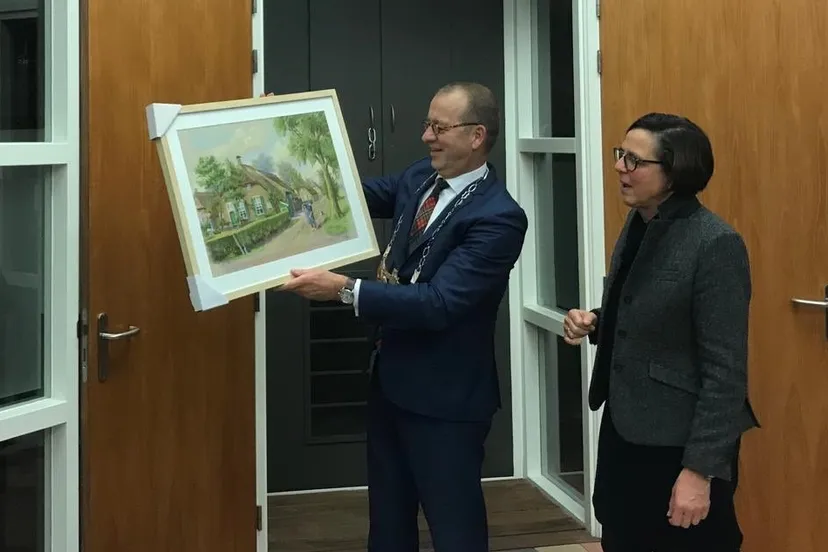 schilderij jan schra als afscheidscadeau