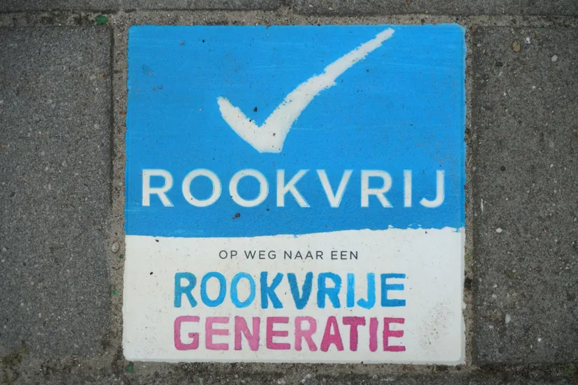 blauwe tegel rookvrije zone