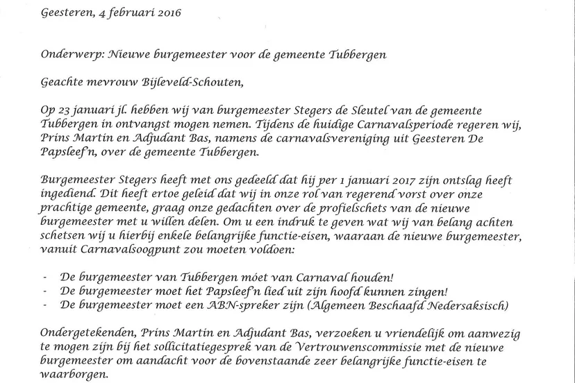 brief papsleefn aan cdk