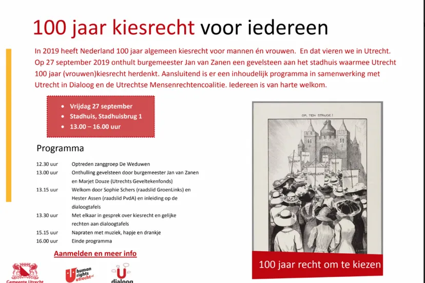 flyer 100 jaar kiesrecht voor iedereen