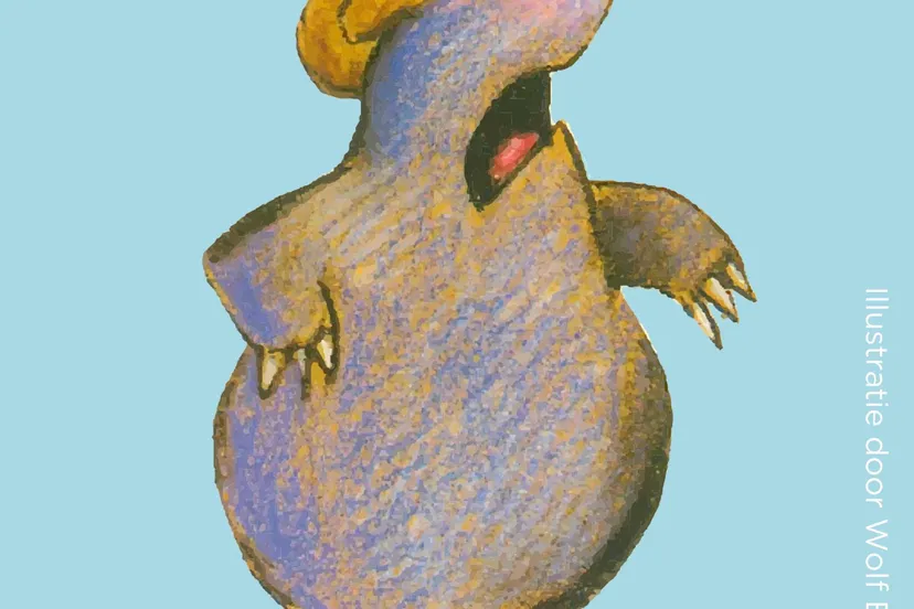 kleine mol met drol op zijn kop