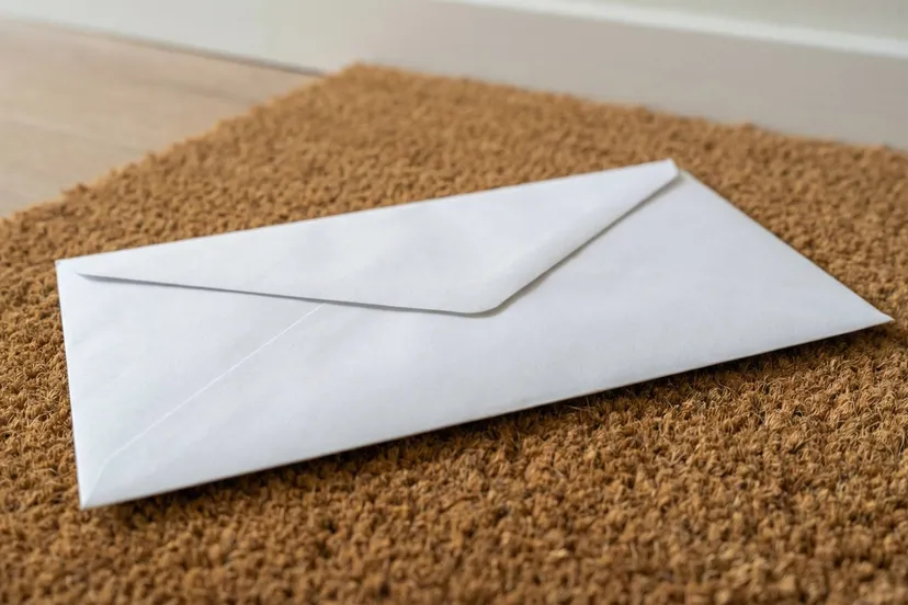 Envelop op deurmat