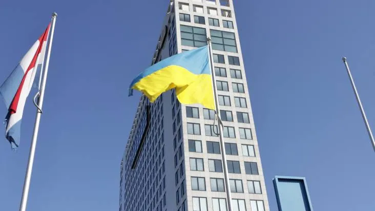 Oekraiense vlag voor Huis voor de provincie Utrecht