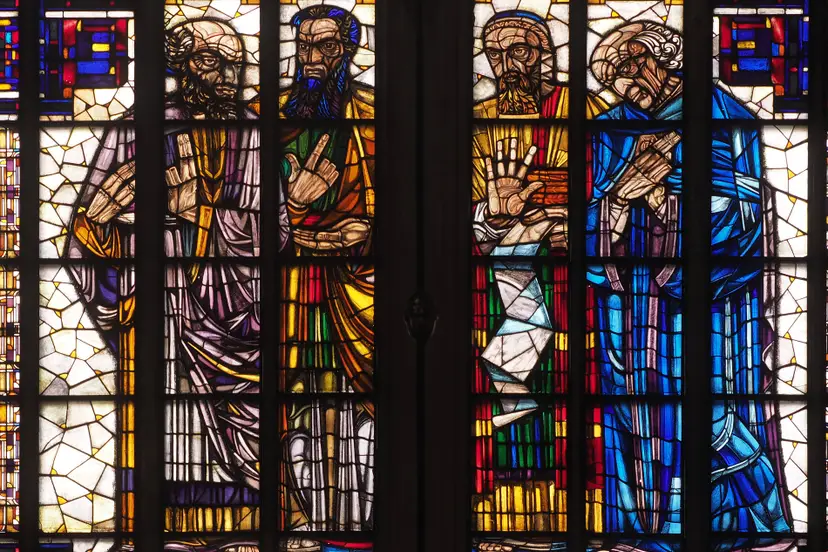Vier evangelisten in zuidertransept Domkerk door Roland Holst in 1926